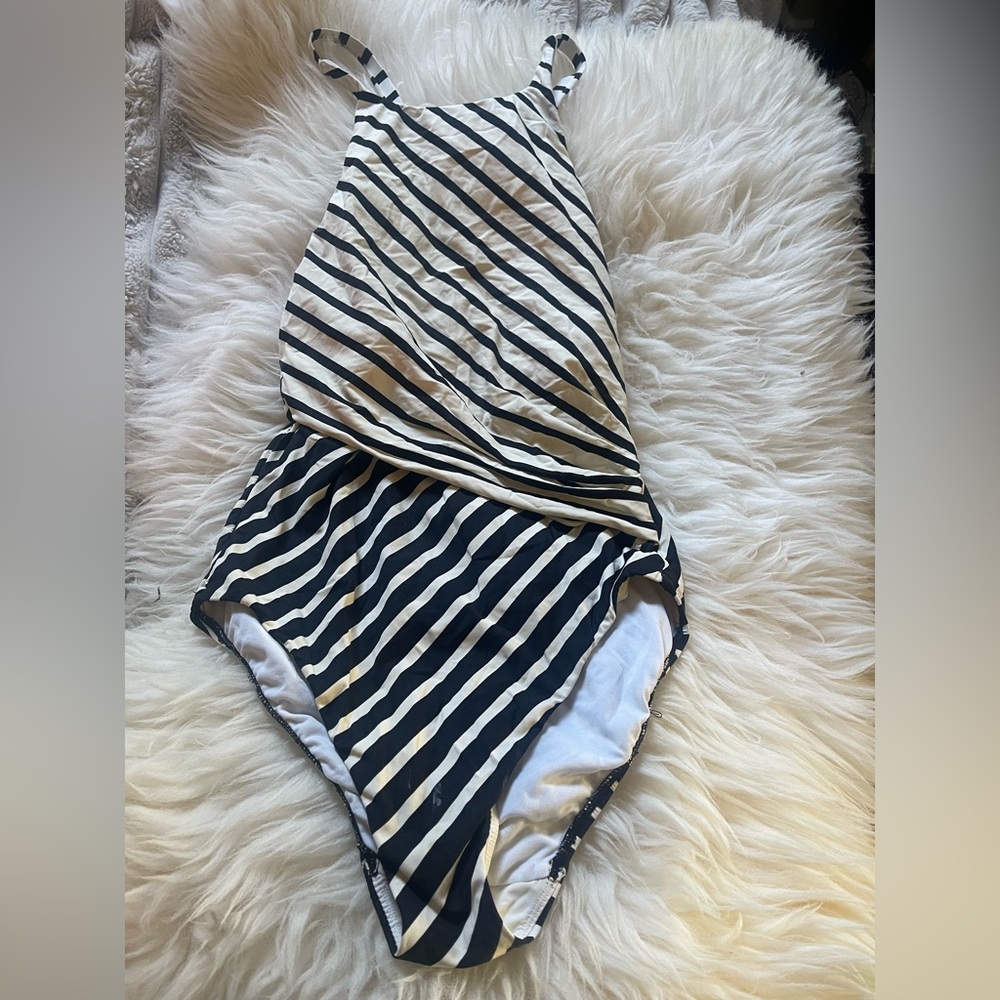 Ralph Lauren Black and White Striped Swimsuit